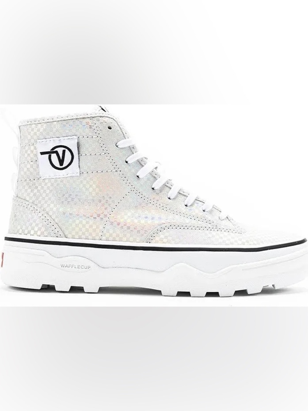 Vans Holographic Silver High Top Platform Sneakers
